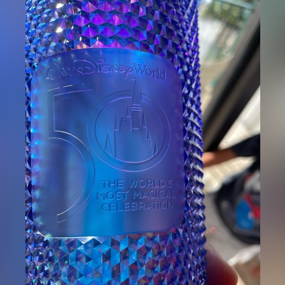 Walt Disney World 50th Anniversary Geometric Starbucks Tumbler with Straw – Blue - Picture 4 of 5
